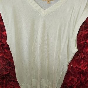 Inserch Men's Cream V-Neck Sweater Vest Size Medium